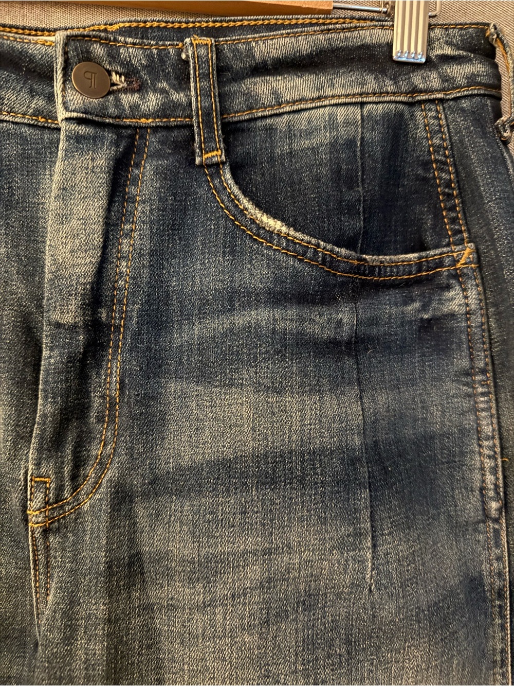Pilcro (Anthropologie) Heritage Curve Mid-Rise Wide-Leg Jeans Washed Blue Denim - Picture 3 of 11